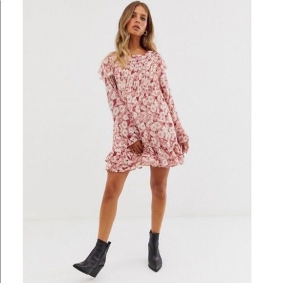 Free People Dresses & Skirts - Free People These Dreams Floral Mini Dress In Tea Combo